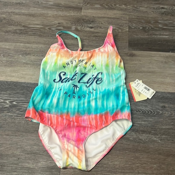 Salt Life Other - NWT Salt Life logo neon tie dye multicolor swimsuit one piece womens M